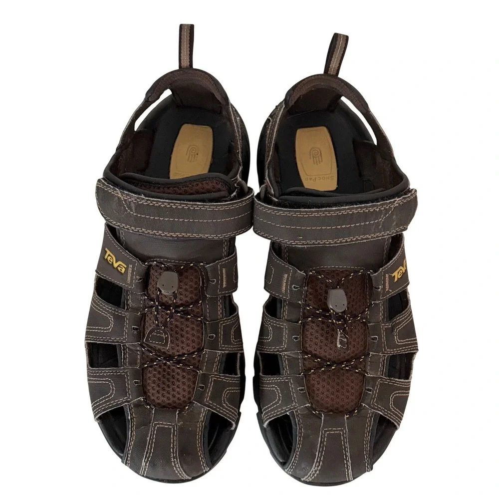 Teva Omnium Men's Brown Closed Toe Hiking Water Sandals ShocPad 1001116 Size 11‎